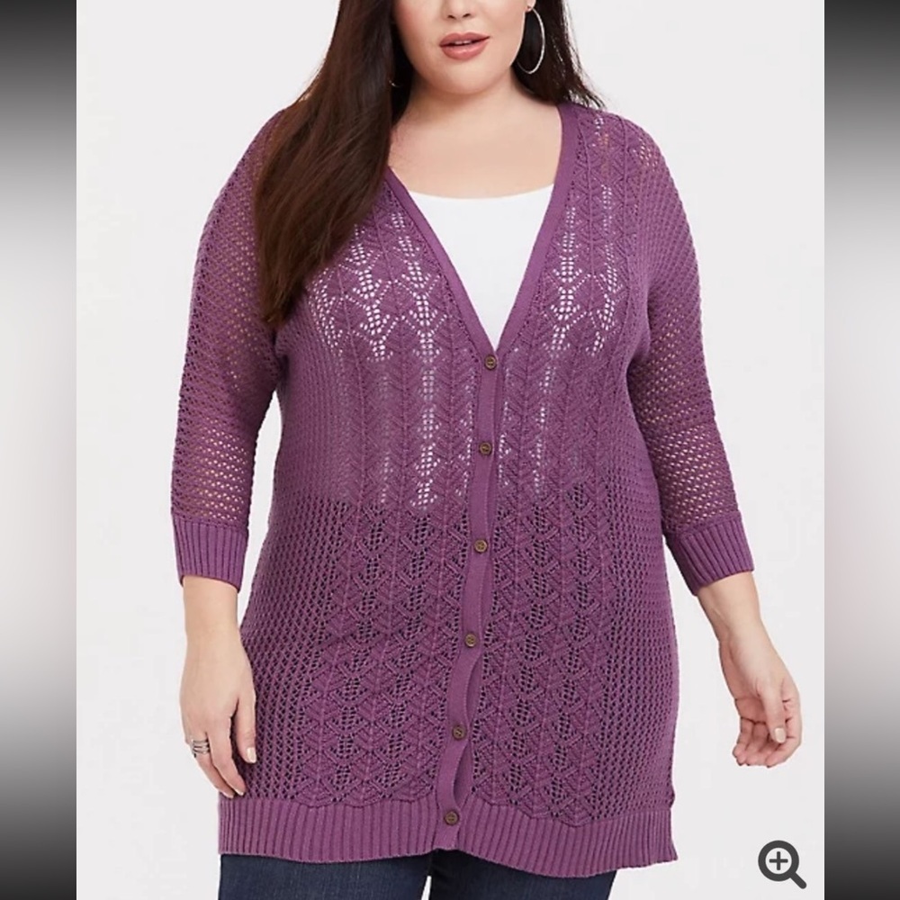 Torrid Purple Pointelle Cardigan